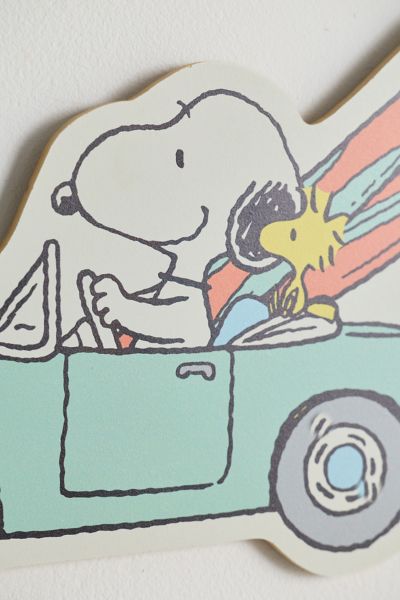 Peanuts Snoopy In The Car Wood Wall Sign