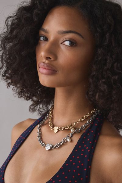 Urban Outfitters Eleanor Heart Lariat Necklace In Gold, Women's At  In Multi