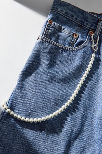 Curb Link & Pearl Wallet Chain
