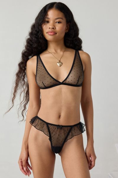 Out From Under Sweet Tease Swiss Dot Mesh Ruffle Thong