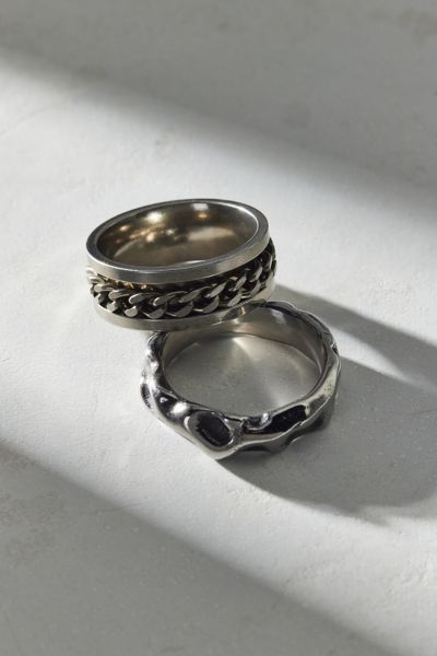 Urban Outfitters Ezra Waterproof Ring Set In Silver, Men's At  In Silver