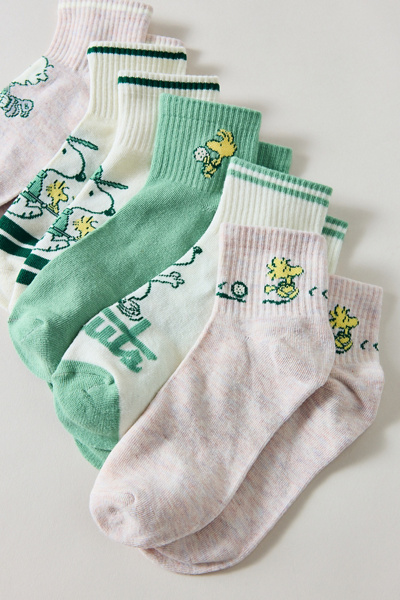 Lot De 10 Paires De Chaussettes Snoopy – Mi-mollet Et Crew, Multicolores, Coton, Taille Unique Femme