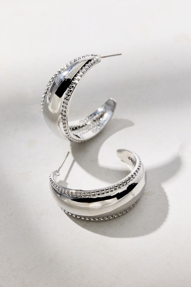 Daphne Textured Metal Hoop Earring #1