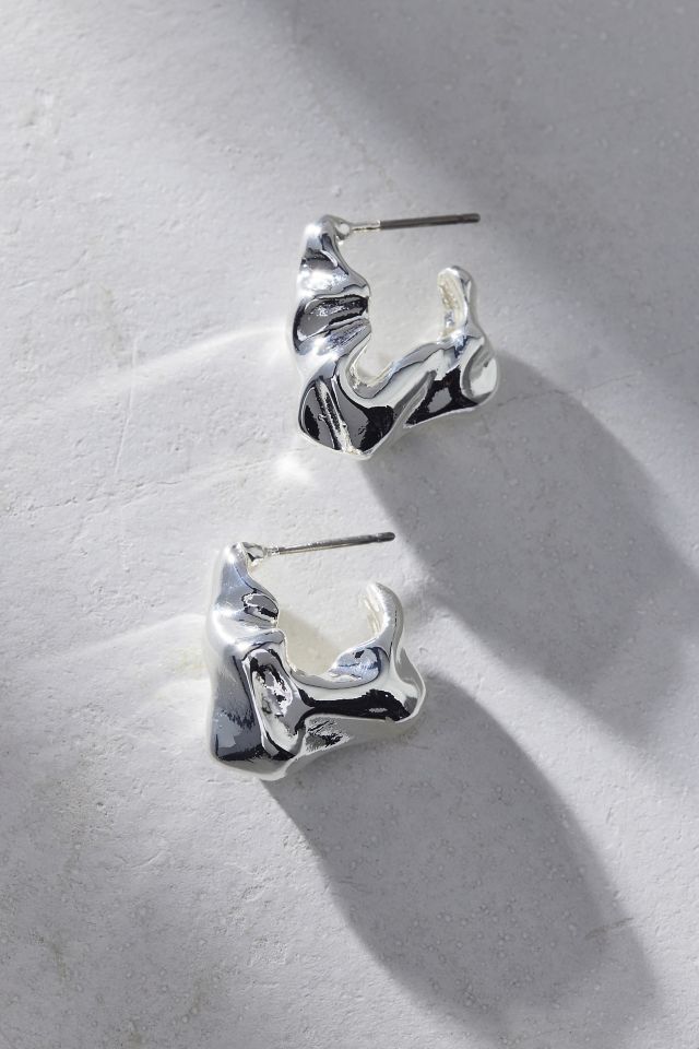 Molten Metal Huggie Hoop Earring #1