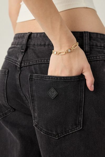 Urban Outfitters Philippa Mixed Metal Chunky Chain Bracelet In Silver/gold, Women's At  In Gold
