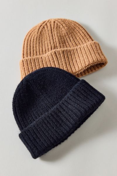 Urban Outfitters Ribbed Short Roll Beanie In Black, Men's At  In Blue