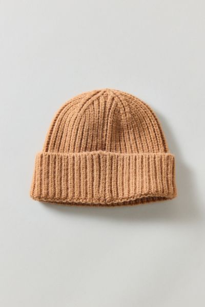 Urban Outfitters Ribbed Short Roll Beanie In Tan, Men's At  In Gold
