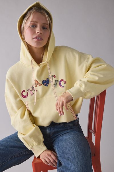 Out From Under Try Me Chaotic Applique Graphic Bubble Hoodie Sweatshirt
