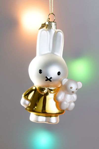 Vondels Miffy Gold Bear Glass Ornament