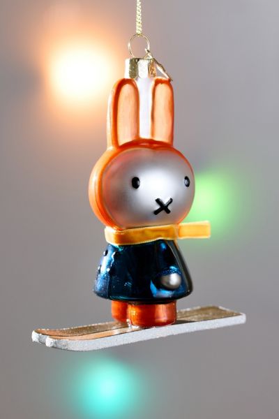 Vondels Miffy On Skis Glass Ornament