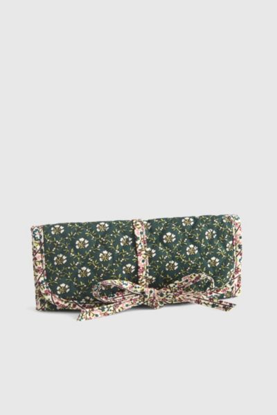 Vera Bradley Quilted Cotton Jewelry Roll In Mistletoe Lattice, Women's At Urban Outfitters In Green