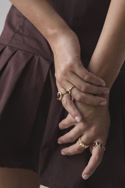 Urban Outfitters Stone Inset Boho Ring Set In Gold, Women's At  In Gold