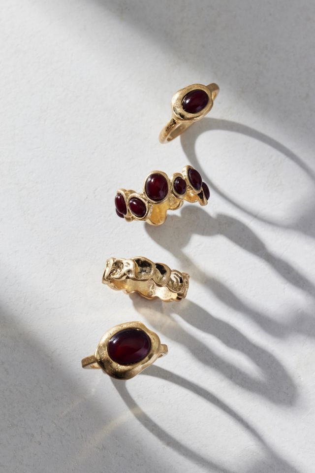 Stone Inset Boho Ring Set