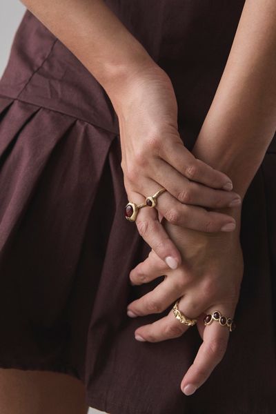 Stone Inset Boho Rings Set
