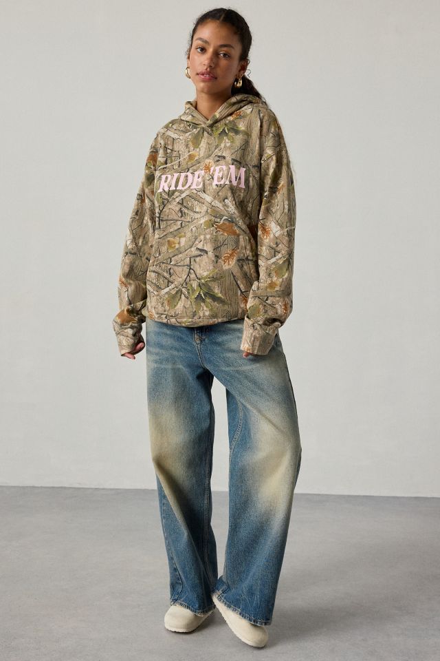 Ride ‘Em Graphic Camo Print Oversized Hoodie Sweatshirt #2
