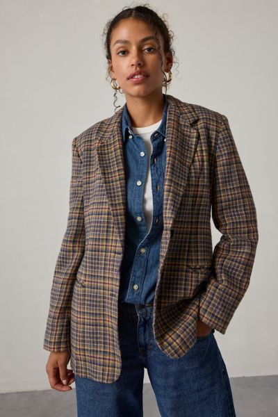 Blazer en laine à carreaux Vintage By UO