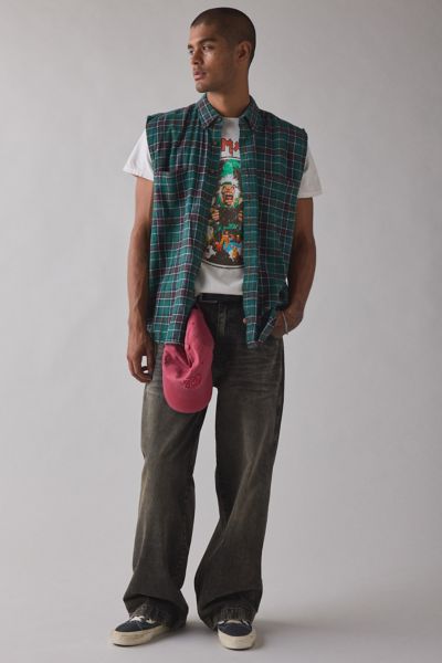 ReMADE By UO Sleeveless Flannel Shirt