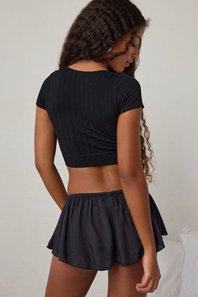 Out From Under Thalia Seamless Knit Lace Trim Crop Tee #2
