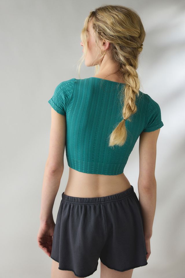 Out From Under Thalia Seamless Knit Lace Trim Crop Tee #2