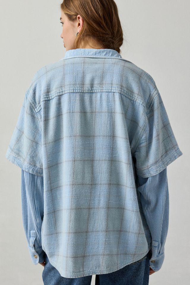 BDG All Around Layered Twofer Oversized Flannel Shirt #3