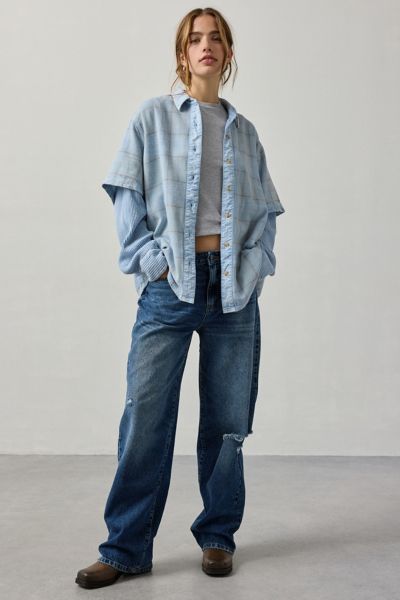 BDG All Around Layered Twofer Oversized Flannel Shirt