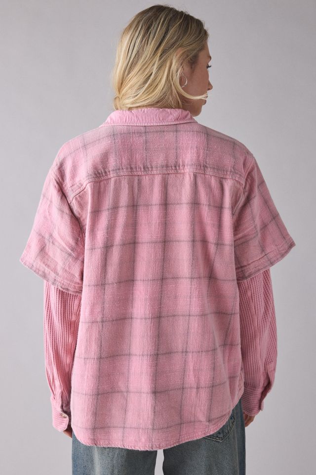 BDG All Around Layered Twofer Oversized Flannel Shirt #1