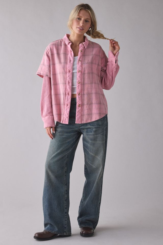 BDG All Around Layered Twofer Oversized Flannel Shirt #2