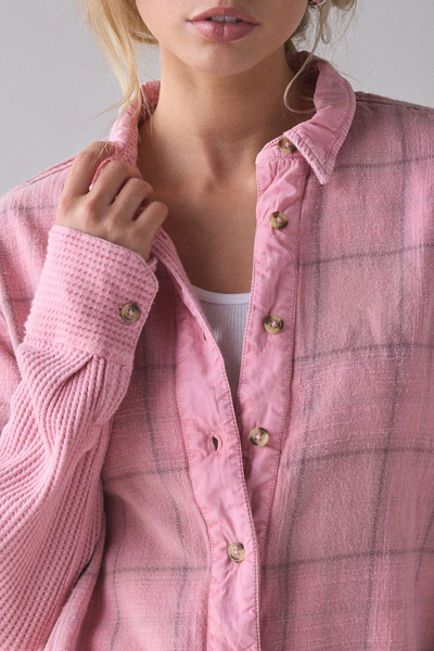 BDG All Around Layered Twofer Oversized Flannel Shirt