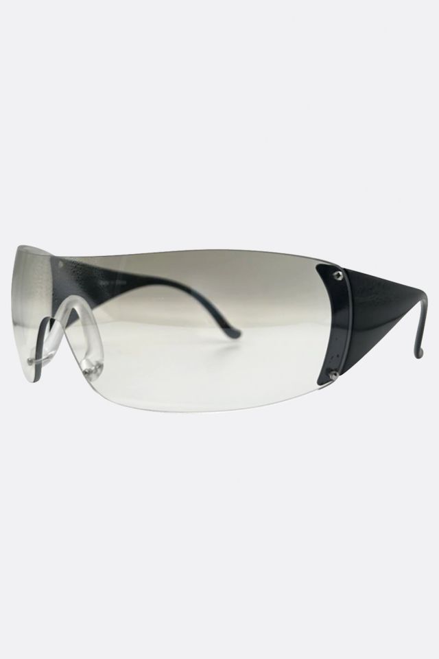 Giant Vintage Zipper Y2K Shield Sunglasses #1