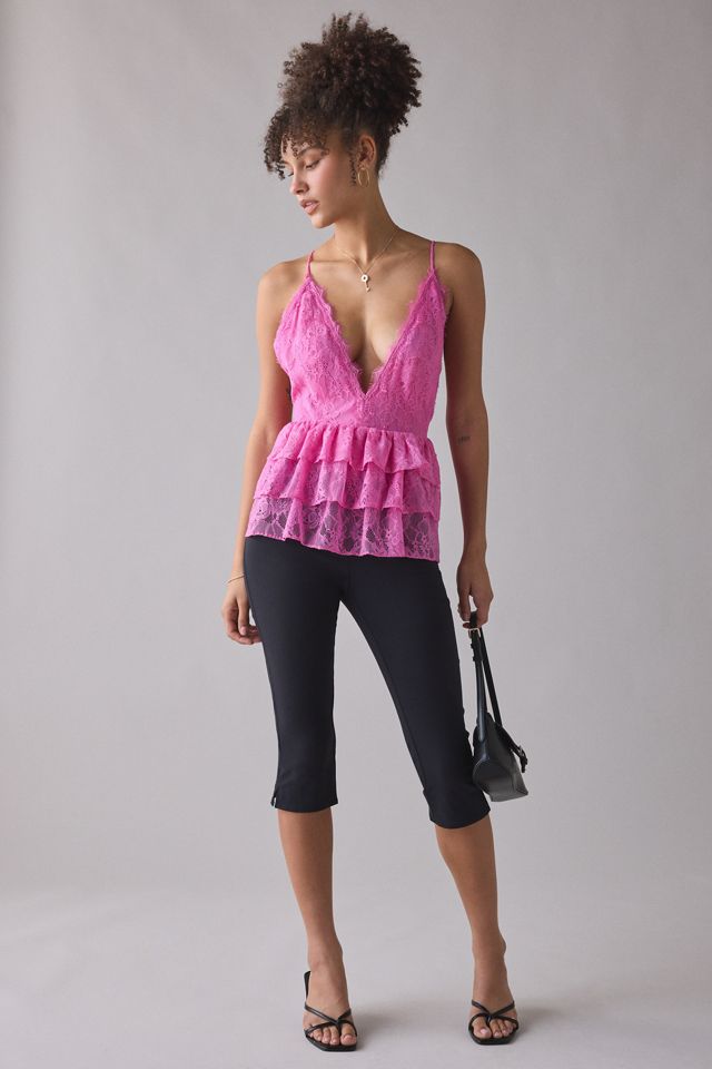 Kimchi Blue Antoinette Plunging Tiered Lace Babydoll Cami #2
