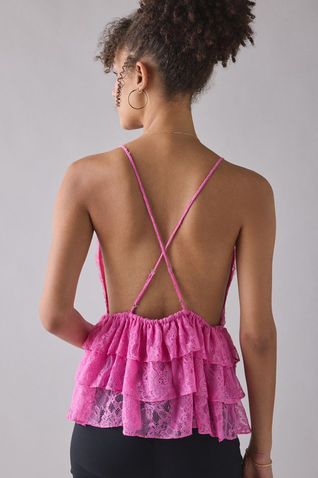 Kimchi Blue Antoinette Plunging Tiered Lace Babydoll Cami #3