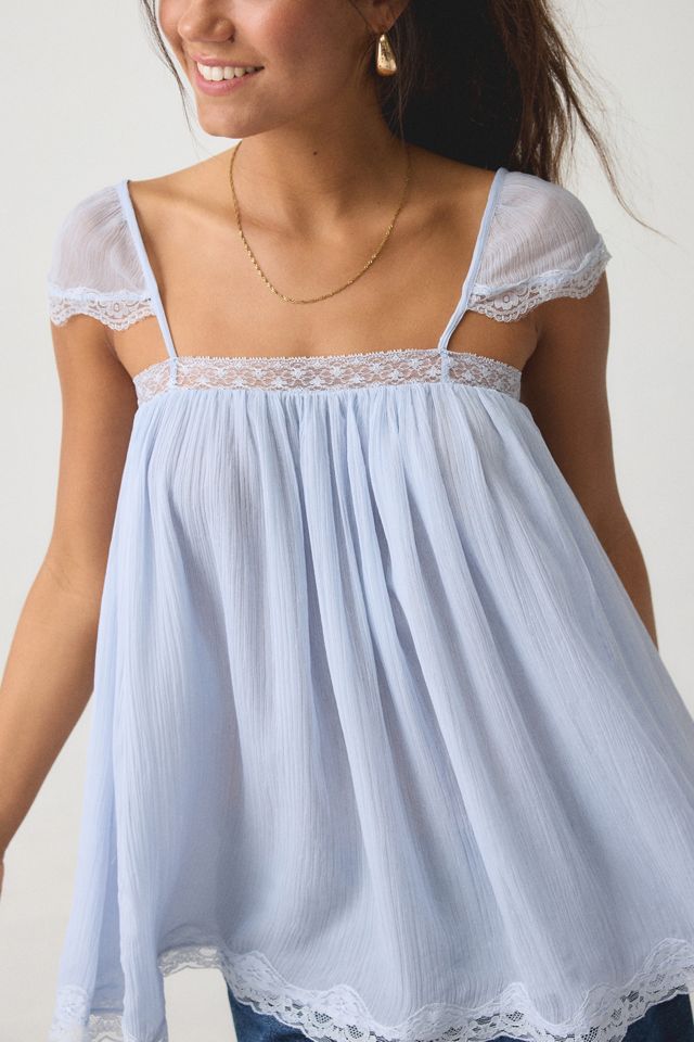 Kimchi Blue Sabrina Semi-Sheer Chiffon Babydoll Tunic Top | Urban