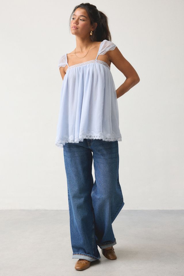 Kimchi Blue Sabrina Semi-Sheer Chiffon Babydoll Tunic Top | Urban