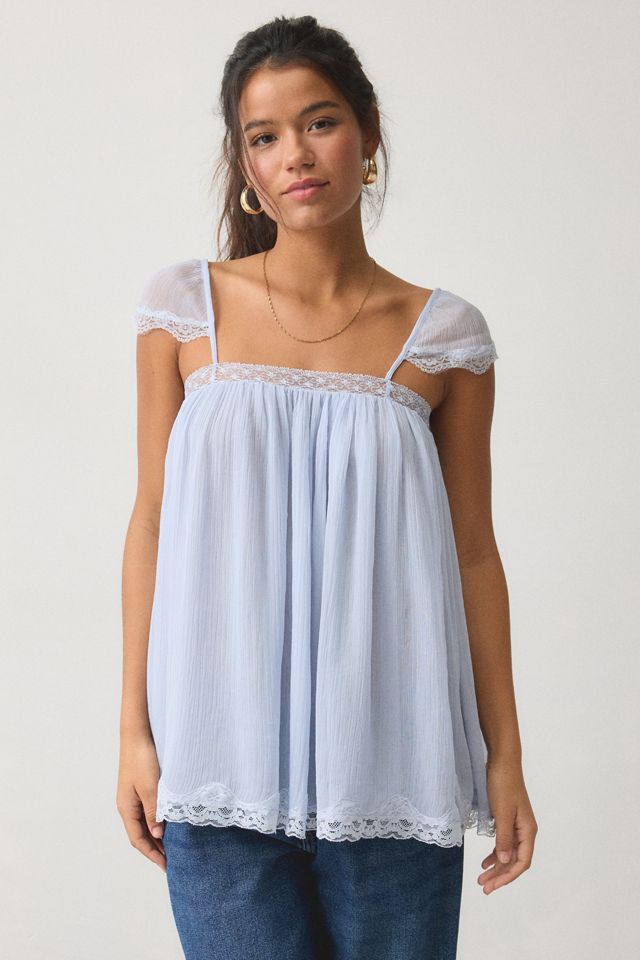 Kimchi Blue Sabrina Semi-Sheer Chiffon Babydoll Tunic Top | Urban
