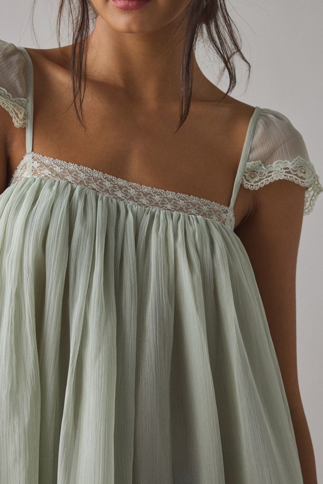 Haut Tunique Babydoll en Mousseline Semi-Transparente Sabrina Kimchi Blue #1