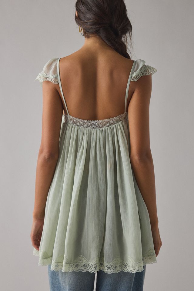 Haut Tunique Babydoll en Mousseline Semi-Transparente Sabrina Kimchi Blue #3