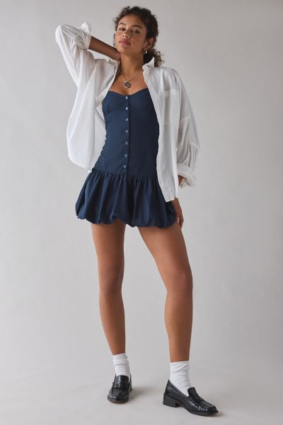 Motel Juun Drop Waist Bubble Hem Mini Dress