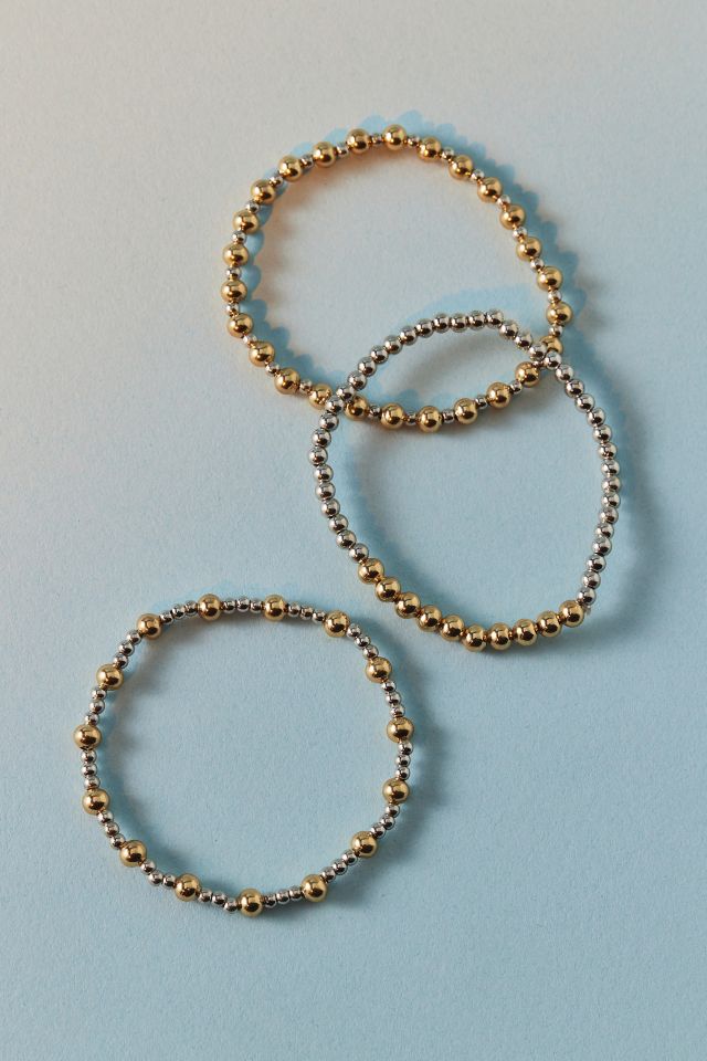 Ensemble de bracelets extensibles en métal mixte avec perles #1