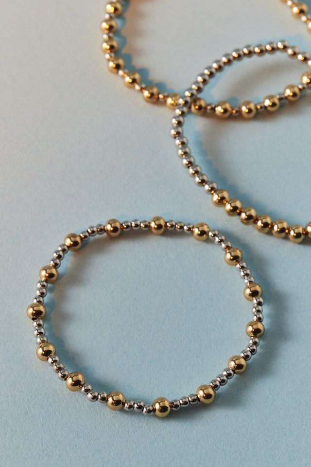 Ensemble de bracelets extensibles en métal mixte avec perles #2