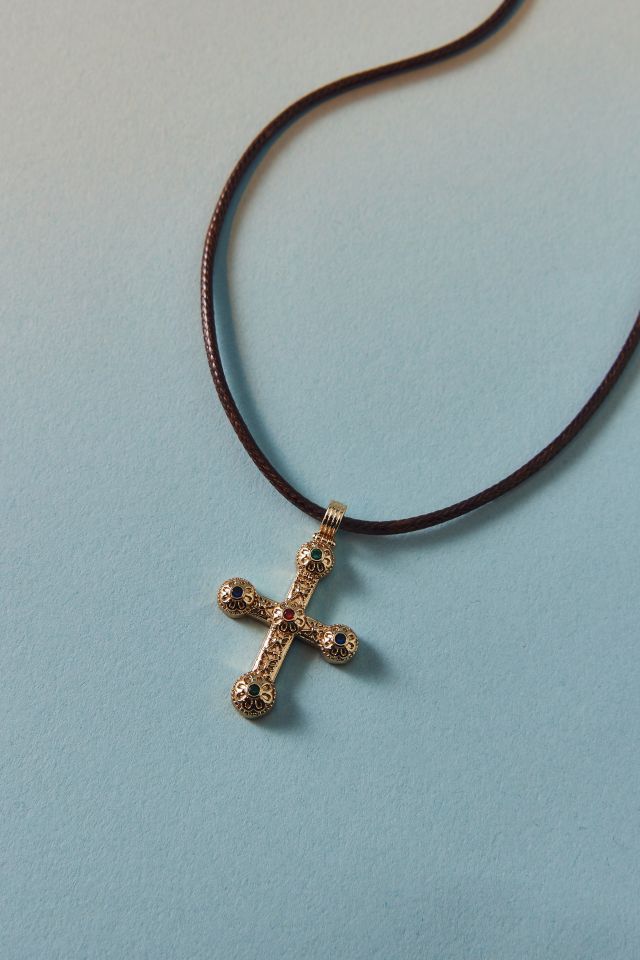 Donna Cord Cross Pendant Necklace #1