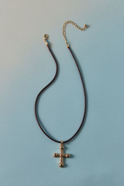 Donna Cord Cross Pendant Necklace