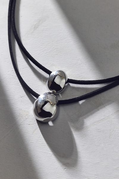 Urban Outfitters Maisie Metal Pendant Layered Cord Necklace In Silver, Women's At  In Silver