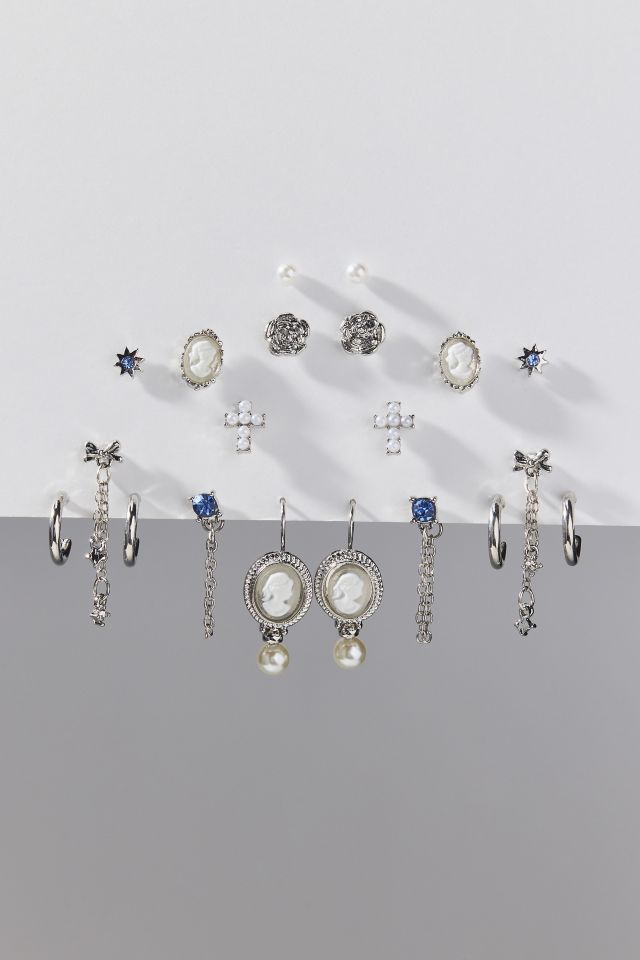 Sabrina Pearl Cameo Multi Earring Set #1