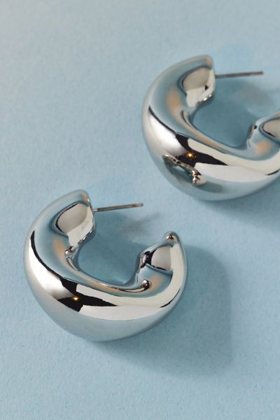 Urban Outfitters Organic Shapes Chunky Hoop Earring In Silver, Women's At  In Metallic
