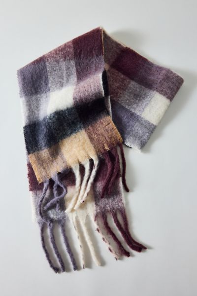 Urban Outfitters Woven Long Plaid Scarf In Neutral, Men's At  In Purple