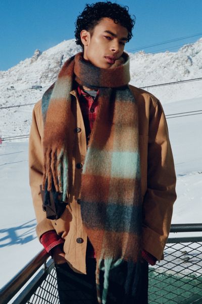 Long Woven Plaid Scarf