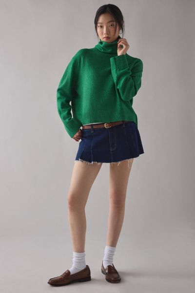 Bdg River Oversized Cropped Turtleneck Sweater In First Tee, Women's At Urban Outfitters In Green