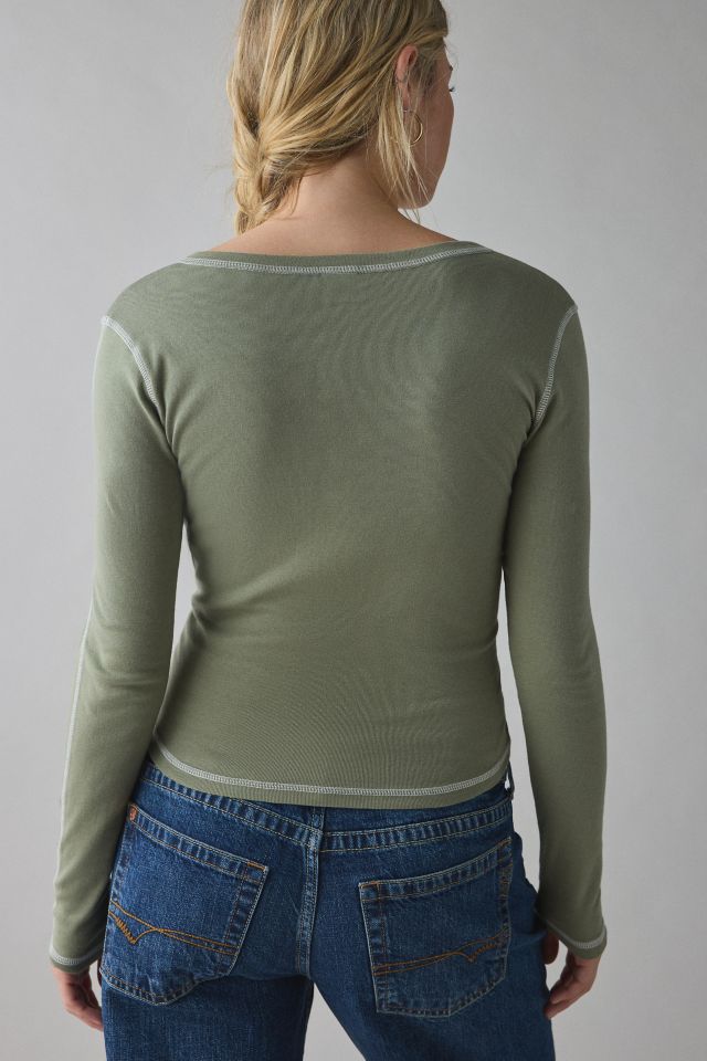 Tokyo Applique Graphic Long Sleeve Henley Tee #3