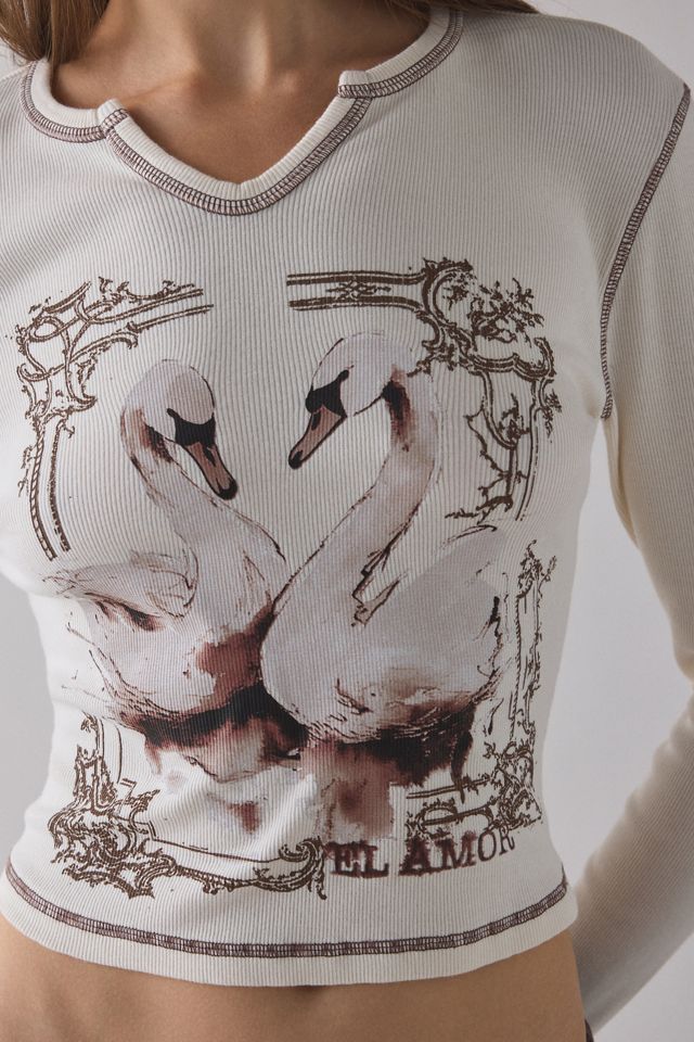 Débardeur à manches longues pour bébé Swan El Amor à encolure en V et graphique #1