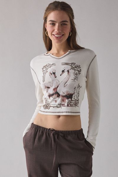 Débardeur à manches longues pour bébé Swan El Amor à encolure en V et graphique